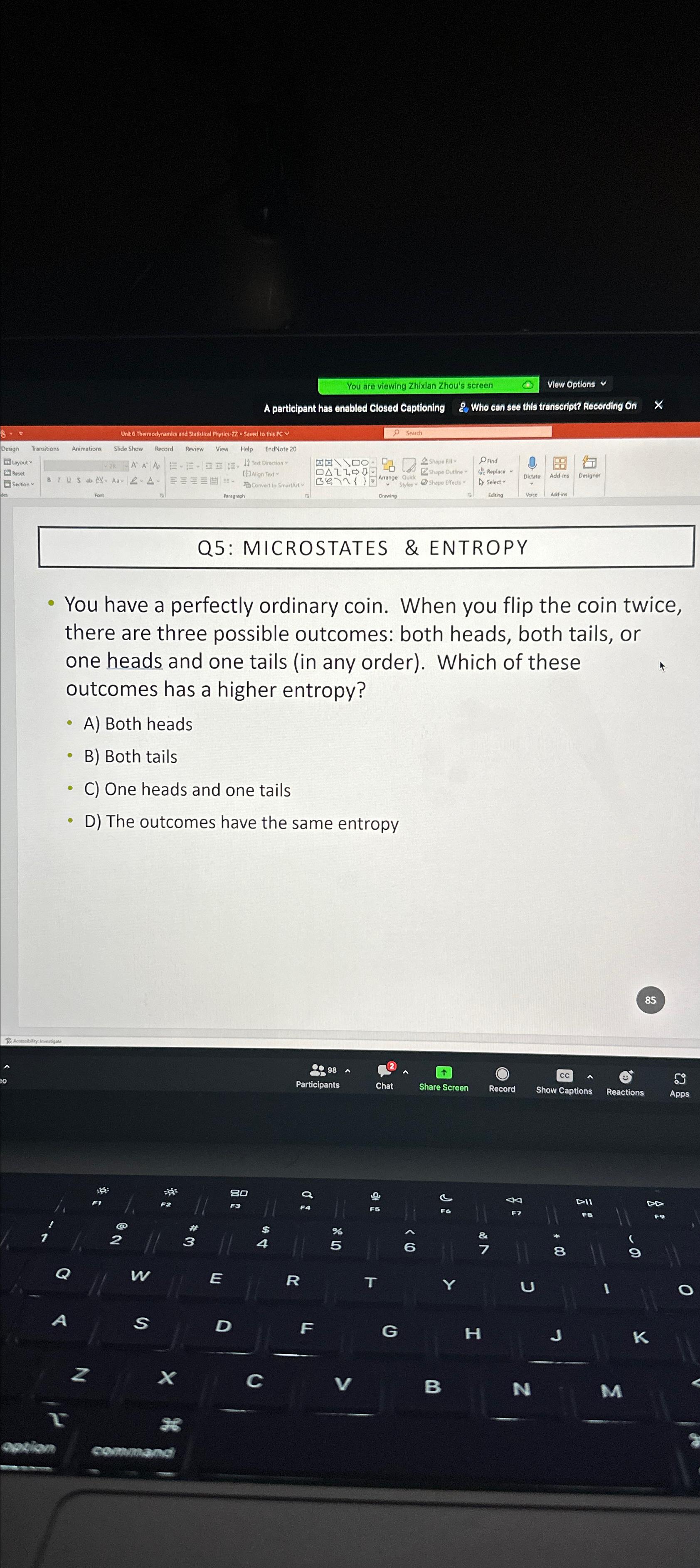  A participant has enabled Closed Captioning\ View Options \ You are