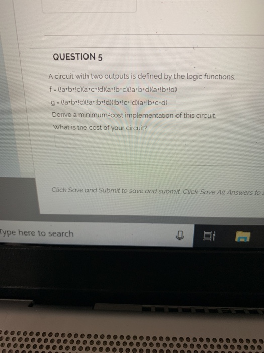  QUESTION 5 A circuit with two outputs is defined by the