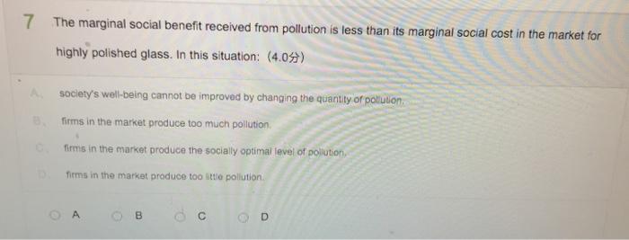 are benefits resulting indirectly from pollution because: (4.05)) businesses and consumers receive