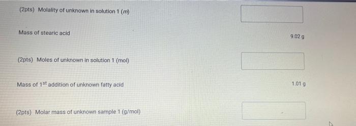 curves of solution of unknown fatty acid (first addition) in stearic acid