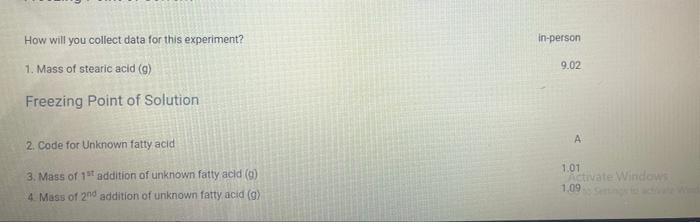 Freezing point of solution 1 from 15 trial ("C) Freezing point of