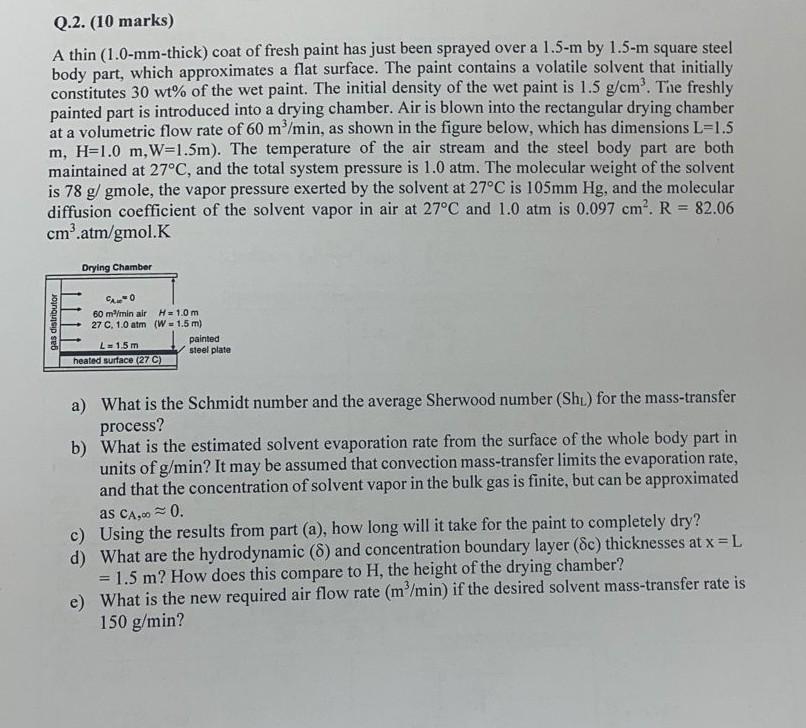 please solve this mass transfer question part d and e A