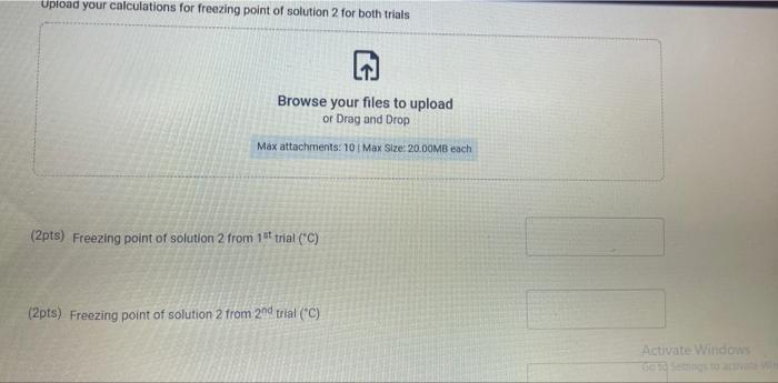 (2pts) Molar mass of unknown sample 1 (g/mol) Trial 2n added fatty