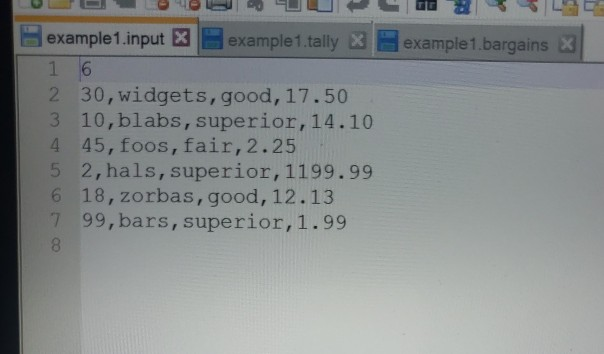 in Python to read a file of purchase information in csv (comma