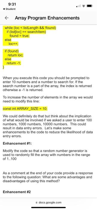 ARRAY_SIZE =10; int seqSearch (const int lis], int listLength, int searchltem); int