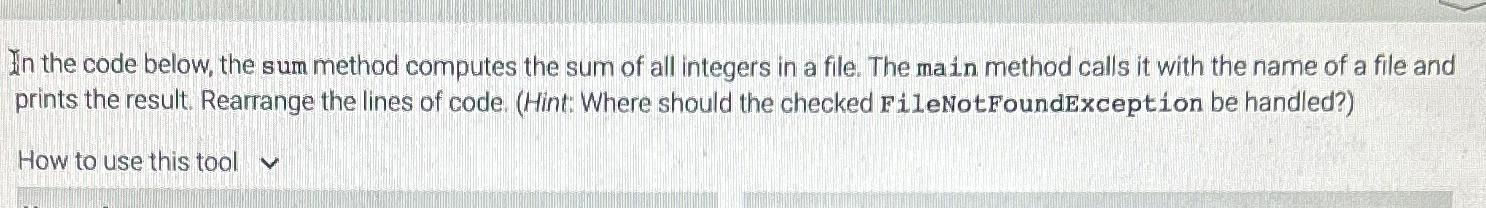  In the code below, the sum method computes the sum of