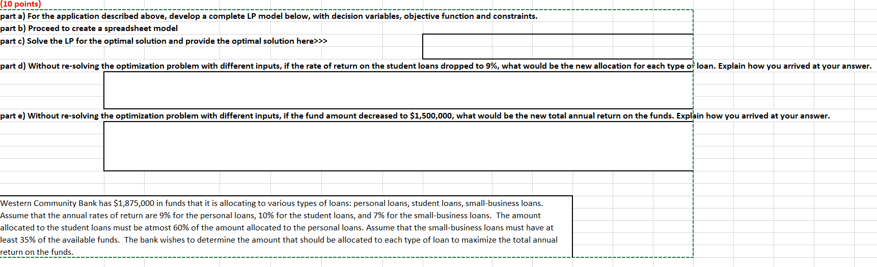 (10 points) part a) For the application described above, develop a