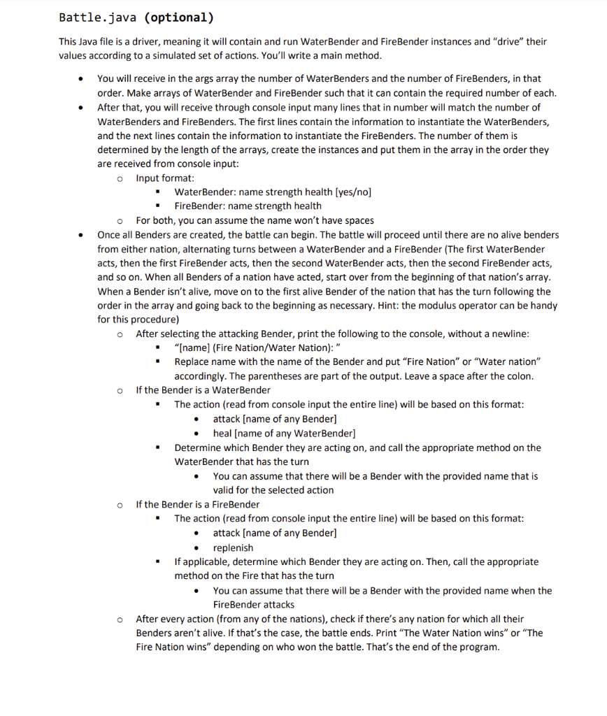 a Bender of the elements. You must not be able to create