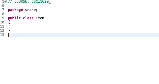the three classes item.java level.jave and snake.jave the other three classes are