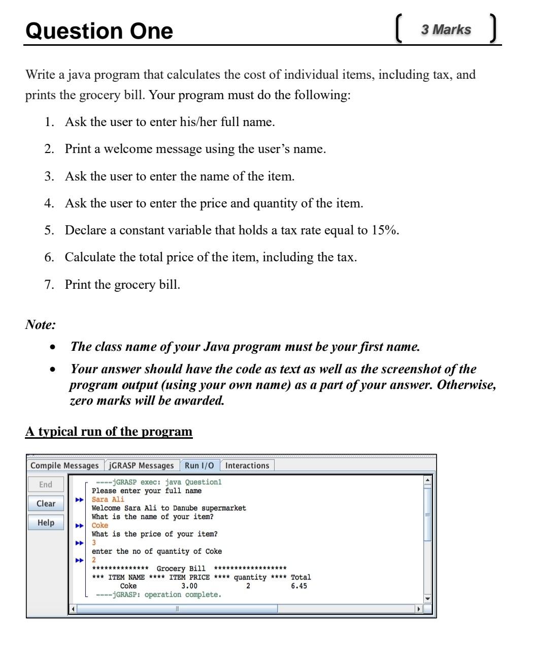  **please don't use handwriting Write a java program that calculates the