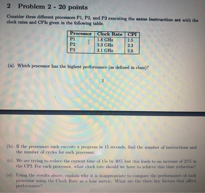  Answer a - d please. 2 Problem 2 20 points Consider