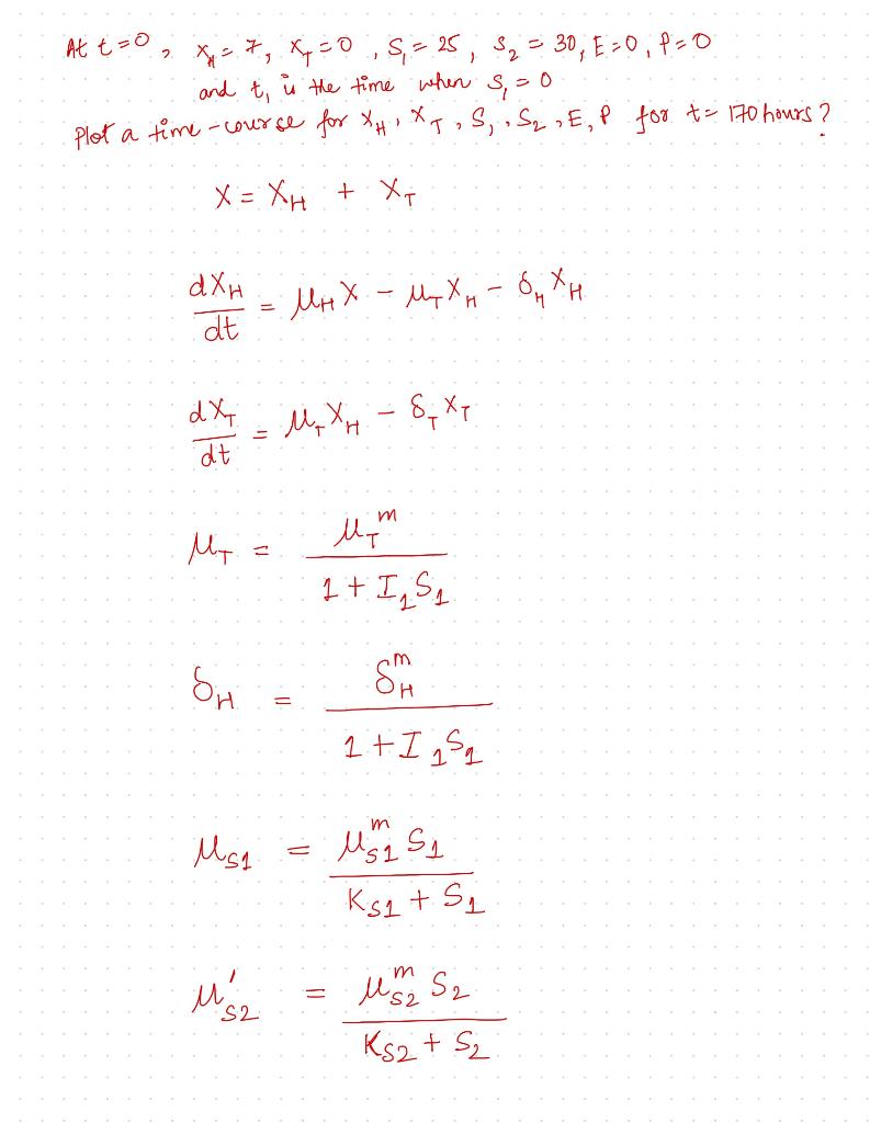 Solve the following differential equation and plot a time course for Xh,
