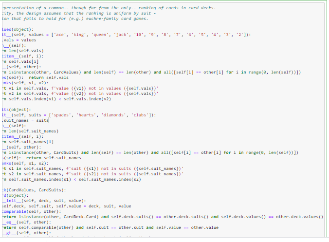 from the only-- ranking of cards in card decks. # For simplicity,