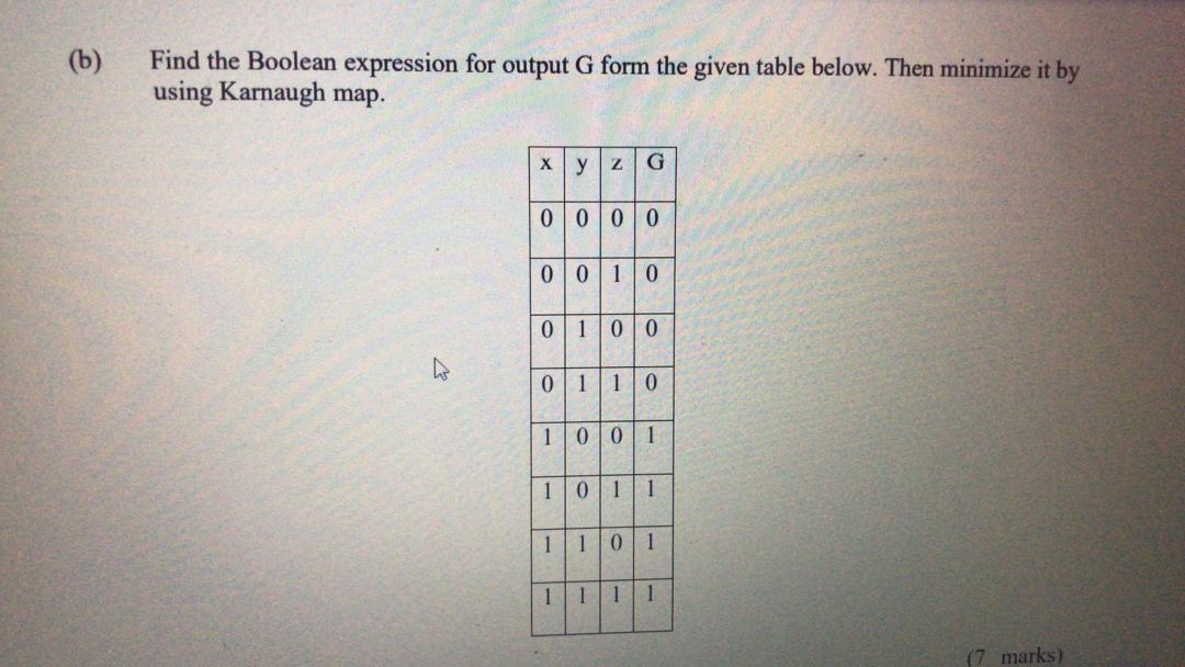  (b) Find the Boolean expression for output G form the given