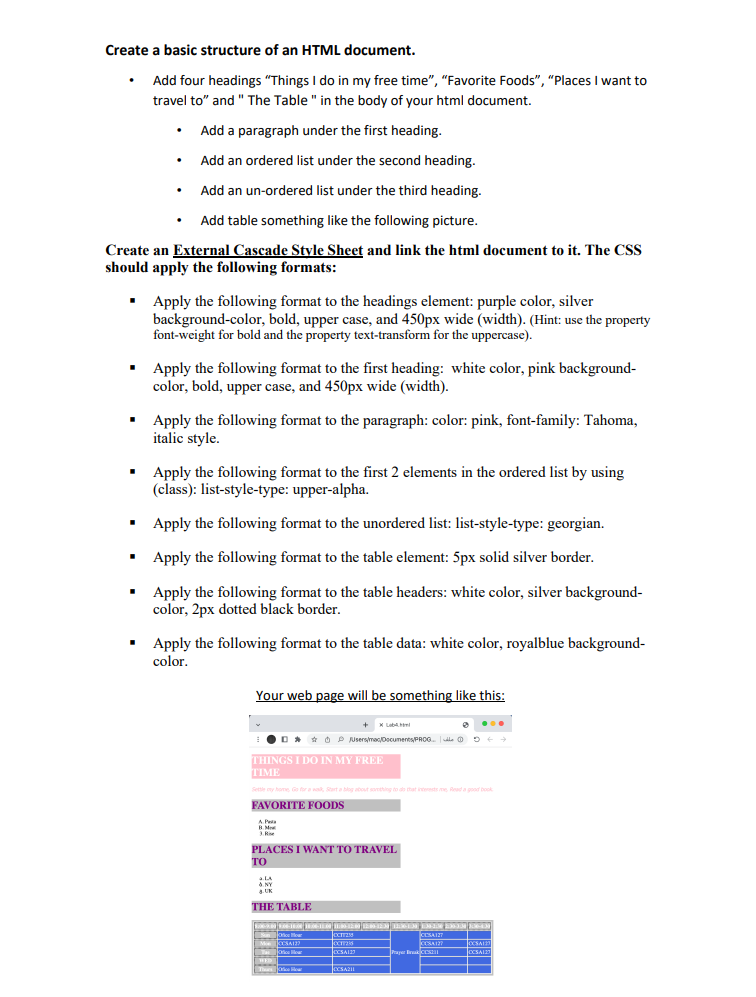 Create a basic structure of an HTML document. - Add four