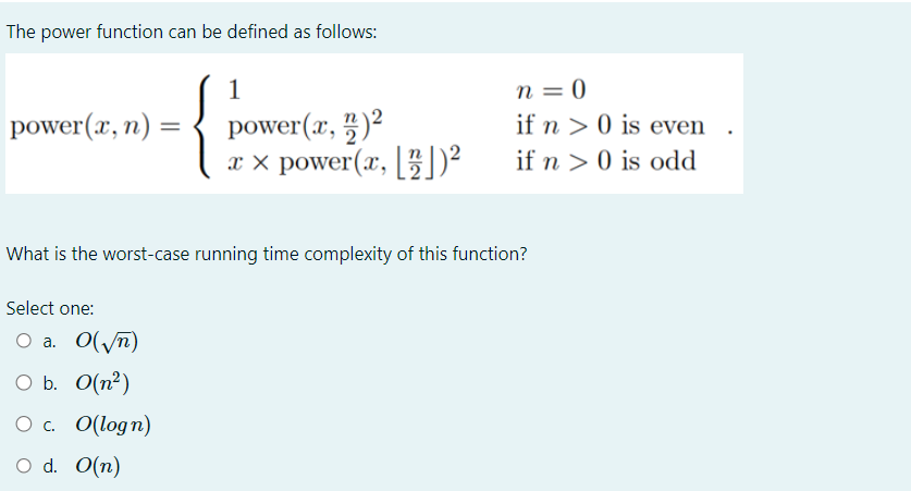  please define the answer The power function can be defined as