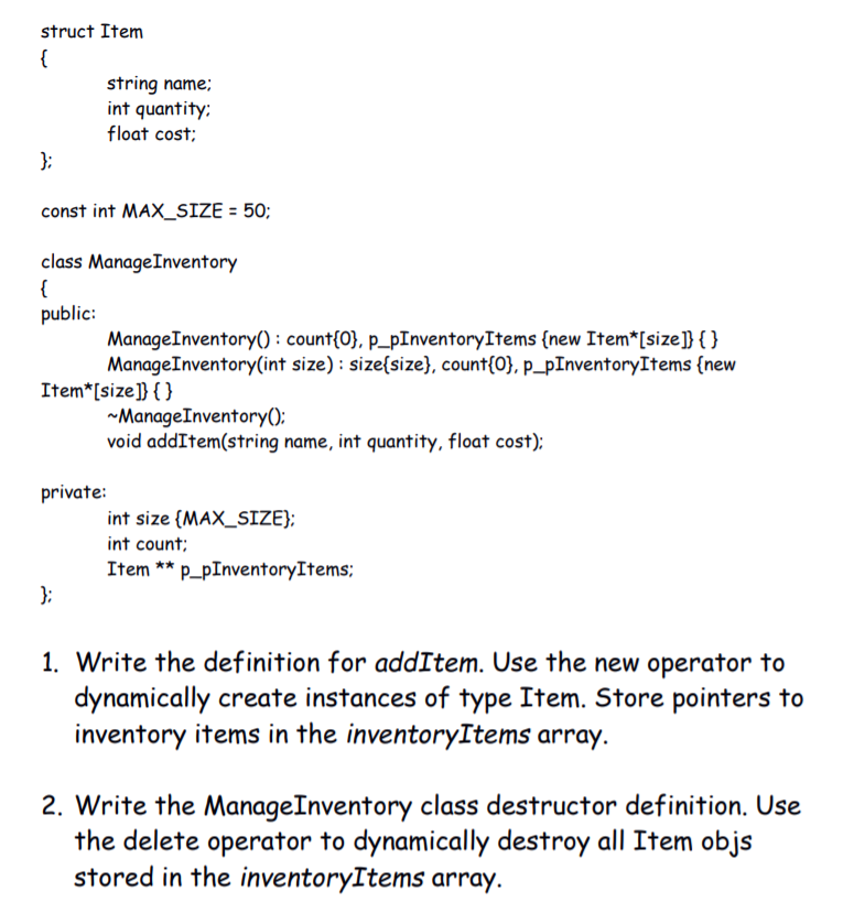 C++ struct Item string name; int quantity; float cost; const int