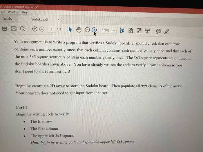column and 3x3 section contain all of the digits between 1 and