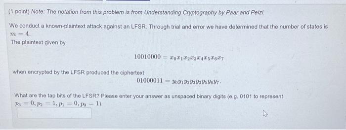  (1 point) Note: The notation from this problem is from Understanding