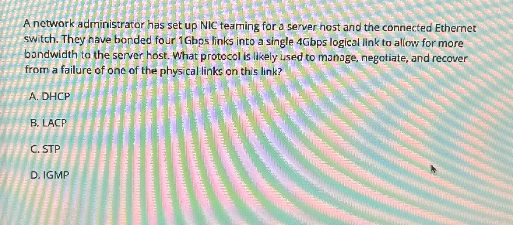  A network administrator has set up NIC teaming for a server