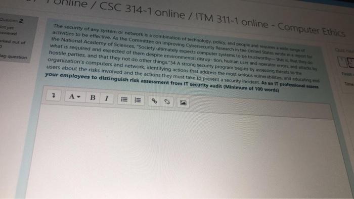  / CSC 314-1 online / ITM 311-1 online - Computer Ethics