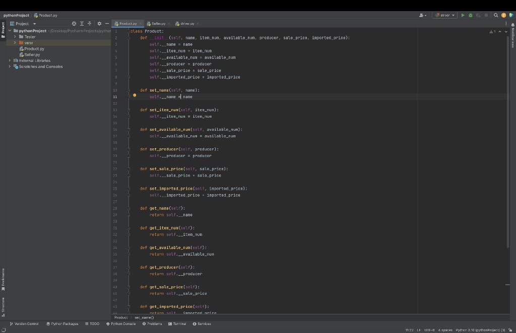 #Code for the Product Module: class Product: def __init__(self, name, item_num, available_num,