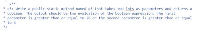 two ints as parameters and returns a boolean. The output should be