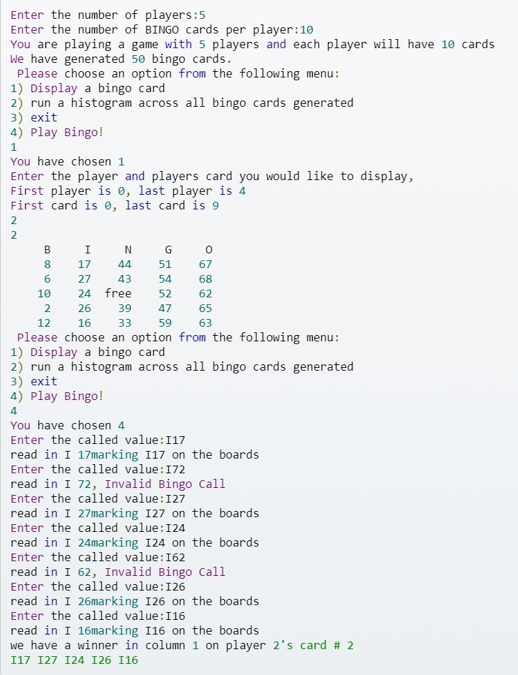 Attached is my program which generates bingo cards. I need a basic