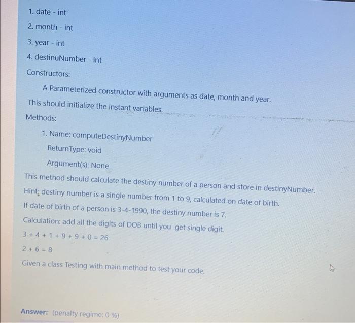 Methods: 1. Name: loadHasMap ReturnType: void Argument(s): None This method should load