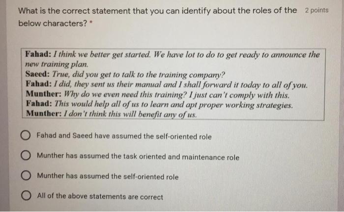  What is the correct statement that you can identify about the