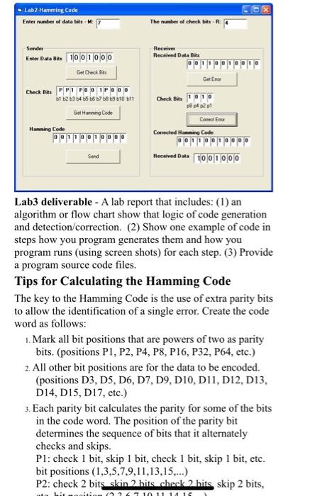 C++ perferably - Lab2 Hamming Code Enter number of data bila-M7 The