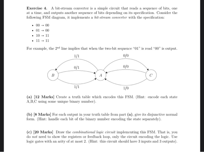  Exercise 4. A bit-stream converter is a simple circuit that reads