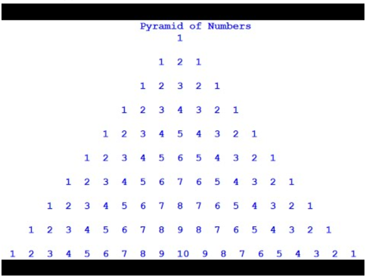 Write a function number_pyramid(row) to generate a numpy array of number pyramid