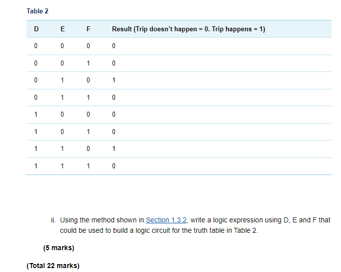  Table 2 ii. Using the method shown in Section 1.3.2, write