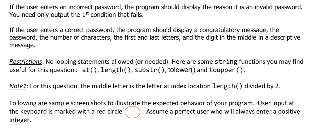 pts) The password validation is a common software function in almost all