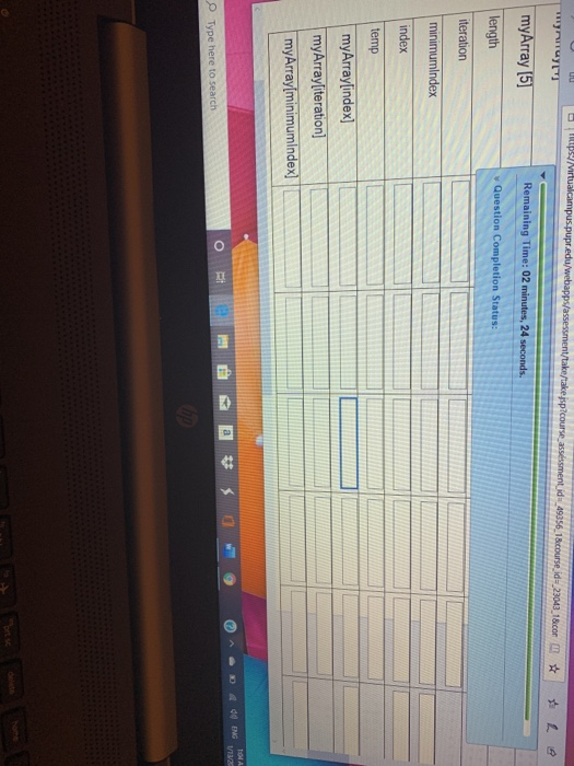 = index; gle eme int temp = myArray[iteration); myArray[iteration] - myArray[minIndex]; myArray[minIndex]