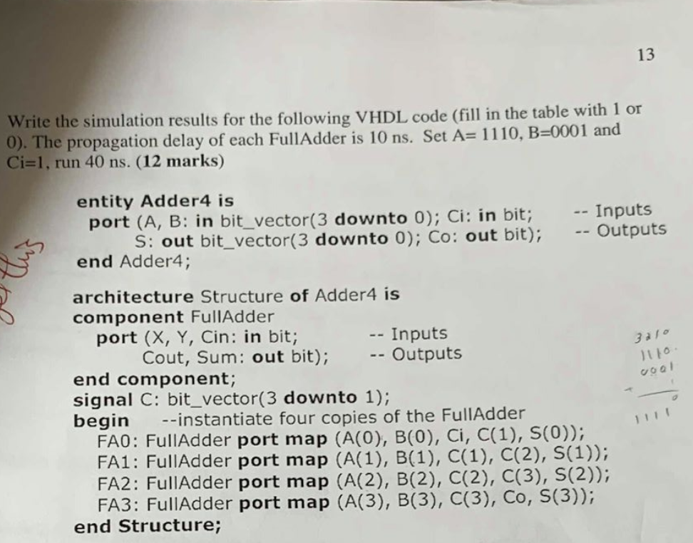  Hand Written Solution Please Write the simulation results for the following