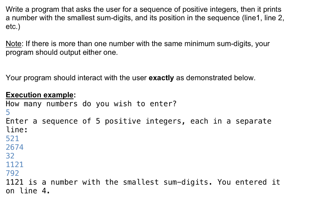 in python, use only the for or the while loop Write a
