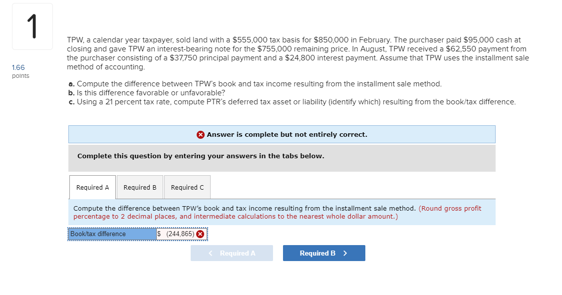 need help with this problem 1 1.66 points TPW, a calendar year