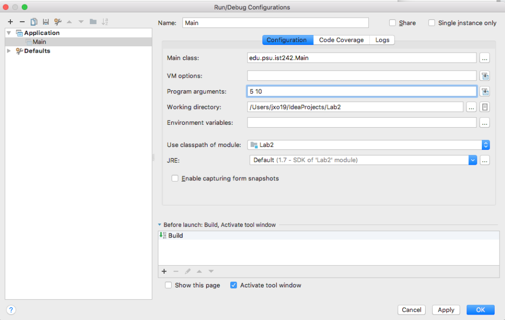 Java Classes Calculator Edit the Java application configuration first and add the