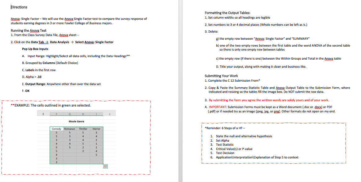TheAnovaExcel Data is needed for this activity.Accessthe Excel sheet byClickingon theClass Survey