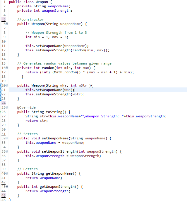 size; private int health; // Constructor public Creature(boolean boss) { // creature