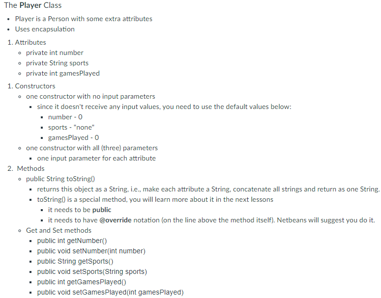 no-parameter constructor. - Creates a Player object pl using the all-parameter constructor