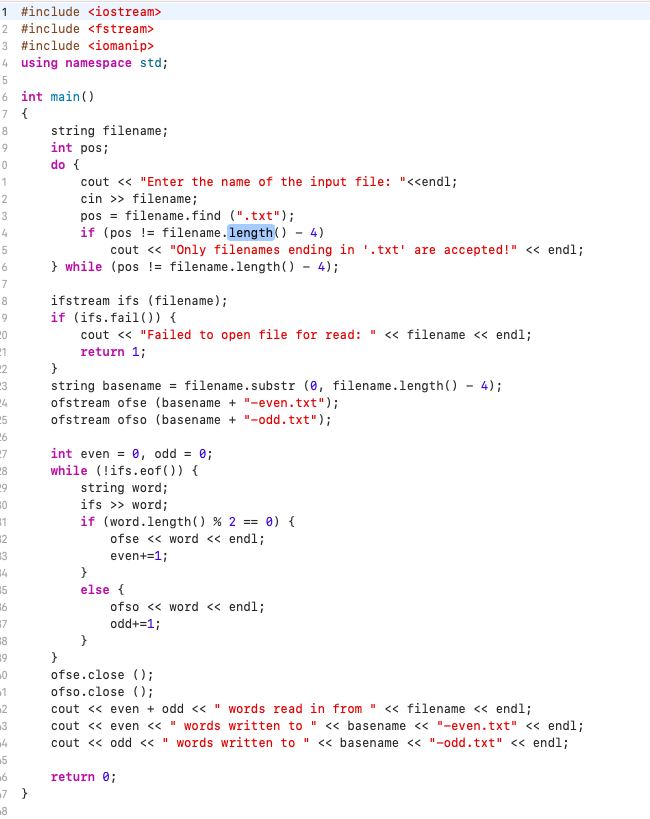 gives file name the program should print 1- total # number read