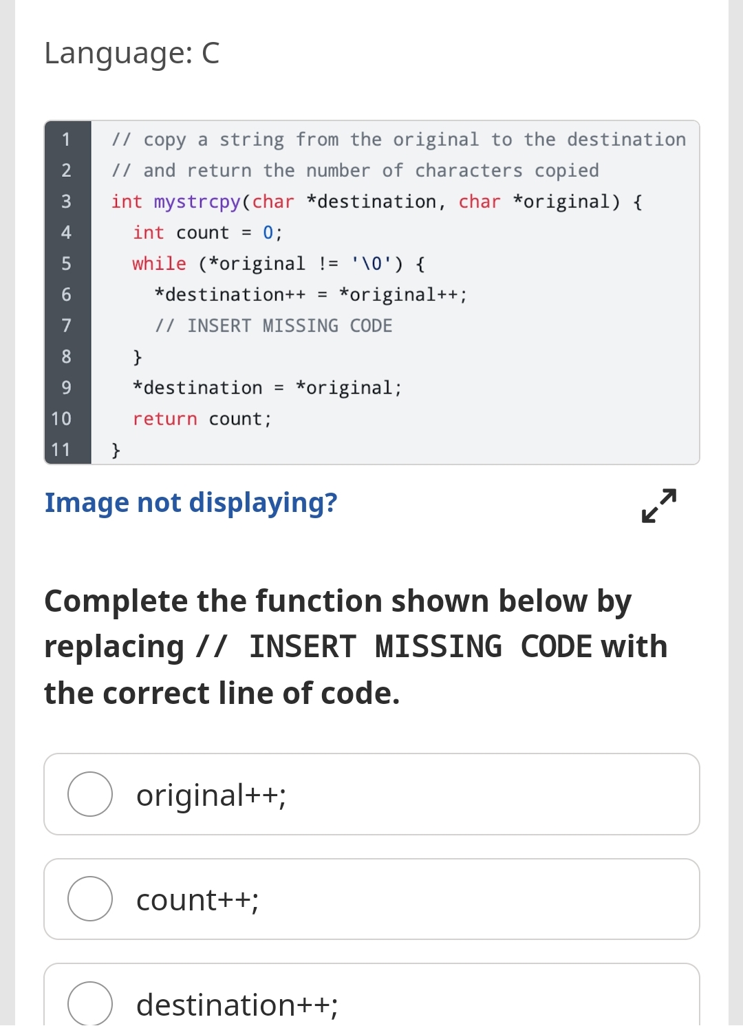  Language: CImage not displaying? Complete the function shown below by replacing