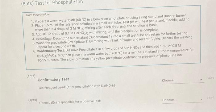 PO43;CO32,S2,I;Cl, and NO3 How will you collect data for this experiment? virtuall