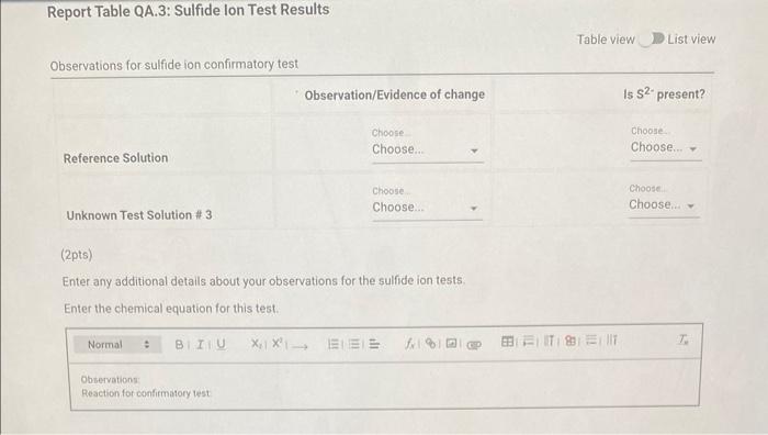 You will start with a sample that contains the six anions (reference