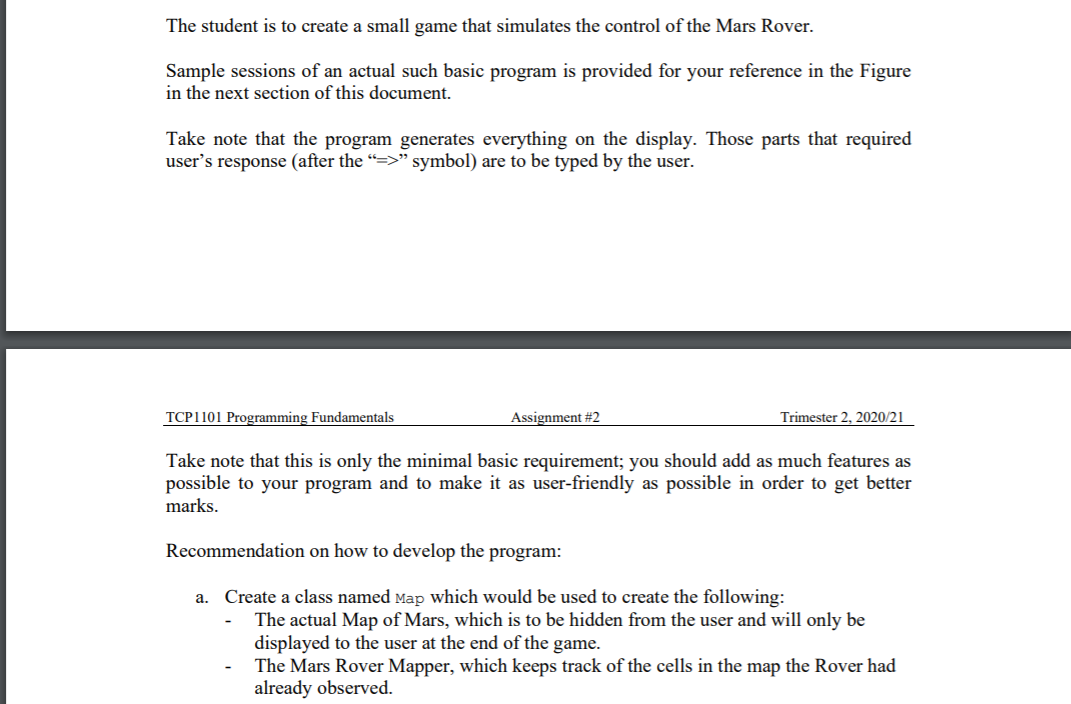 v using C++ The student is to create a small game that