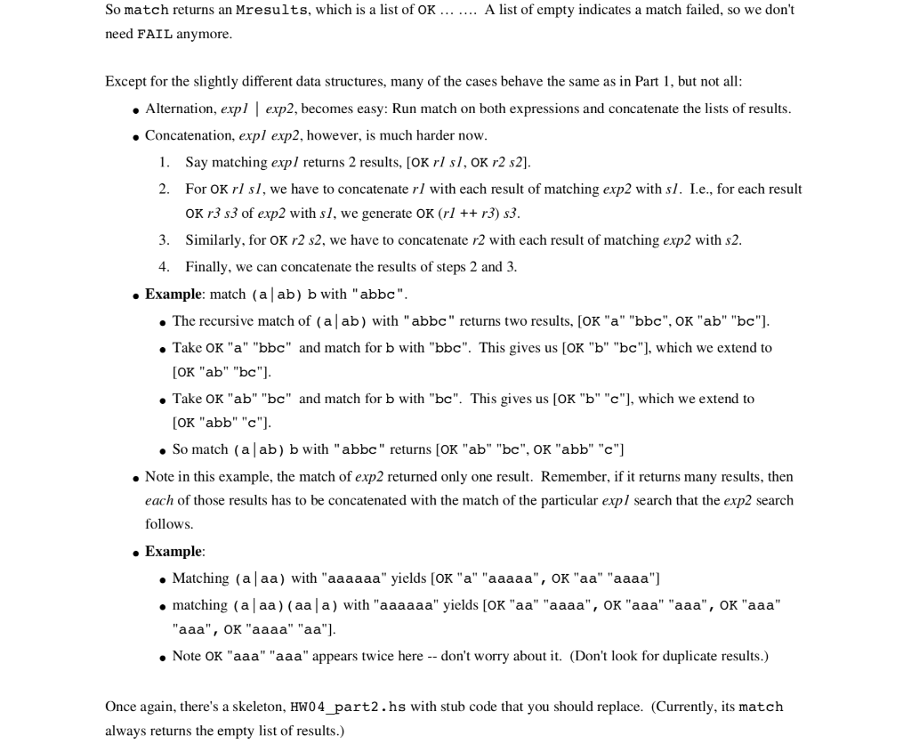 this assignment, you'll be modifying and extending our earlier implementation of matching