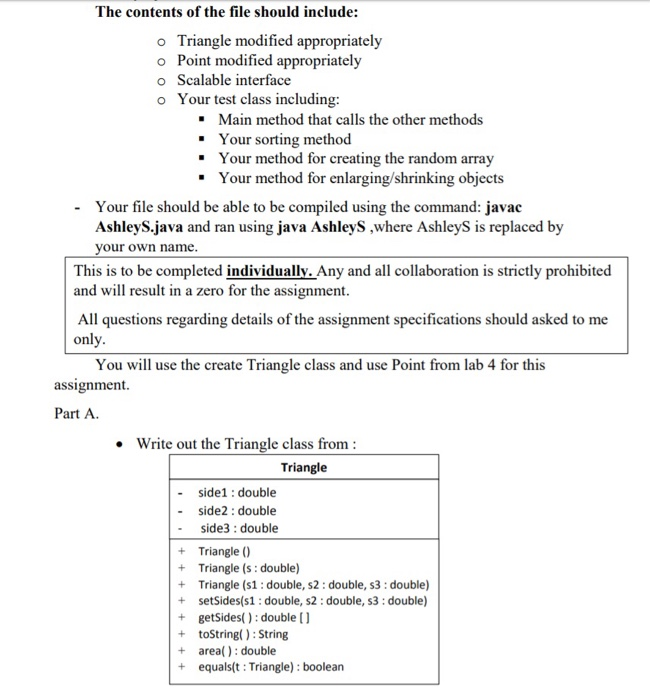  Using java language. Please follow the instructions below: Point class>> The